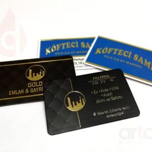 Sıvama, Kabartmalı Lak, Varak Altın Renkli Kartvizit