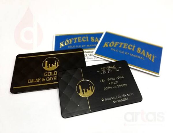 Sıvama, Kabartmalı Lak, Varak Altın Renkli Kartvizit