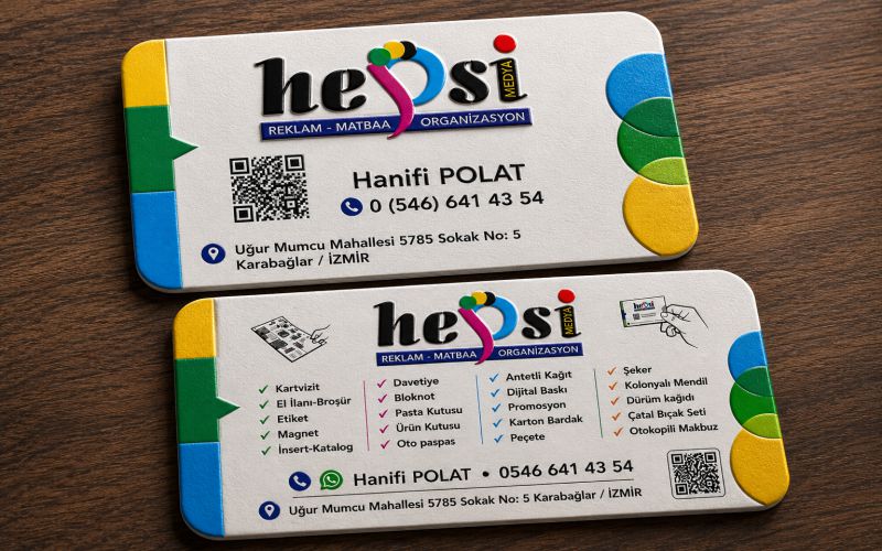kartvizit çift yönlü kuşe laklı oval kesim