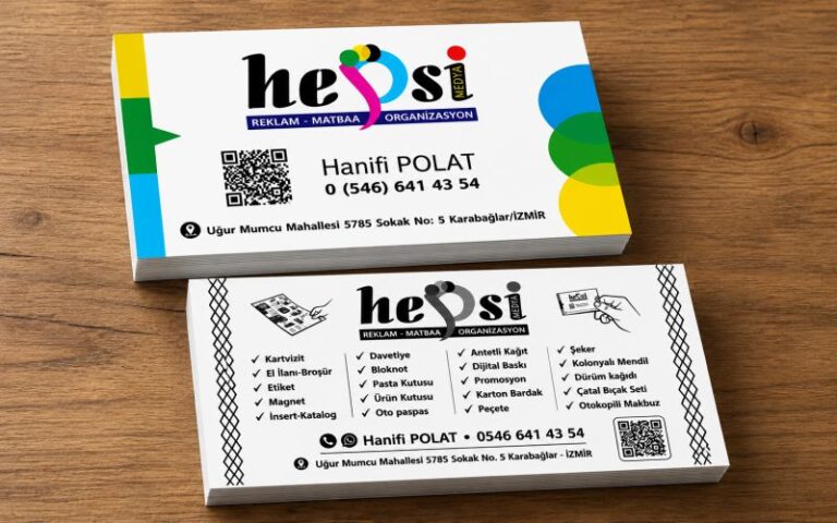 kartvizit renkli tek arkası tek renk